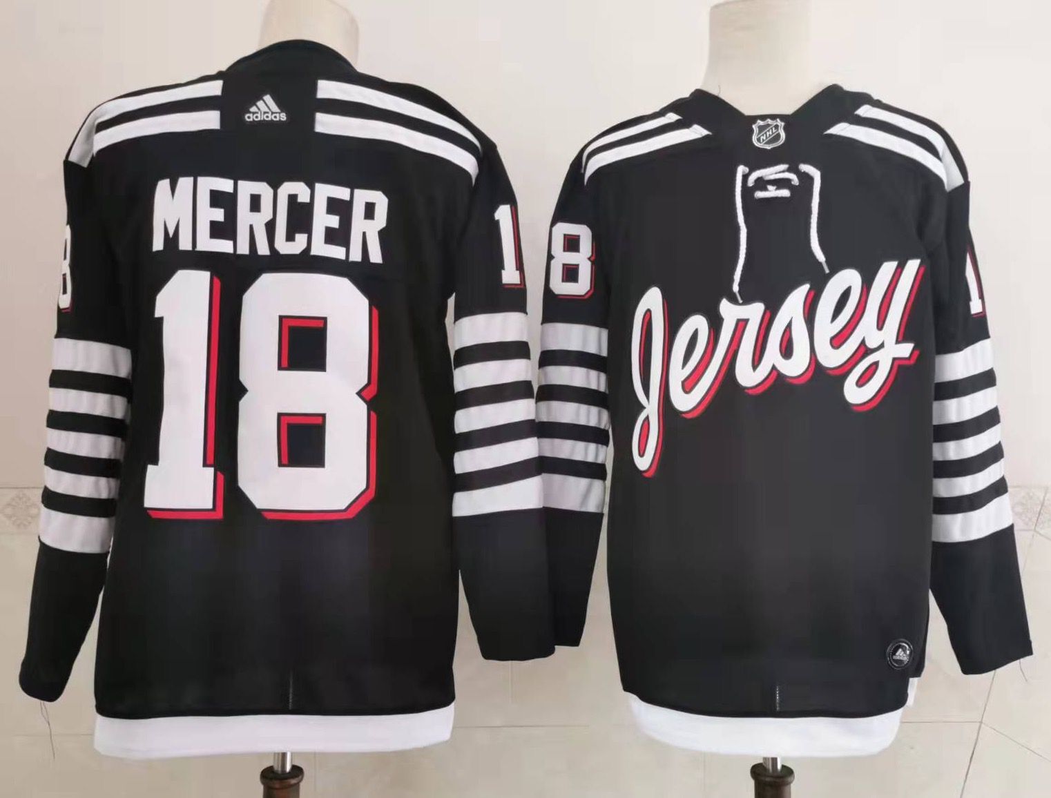 Men's New Jersey Devils Jamie Dawson Mercer #18 Black Jersey